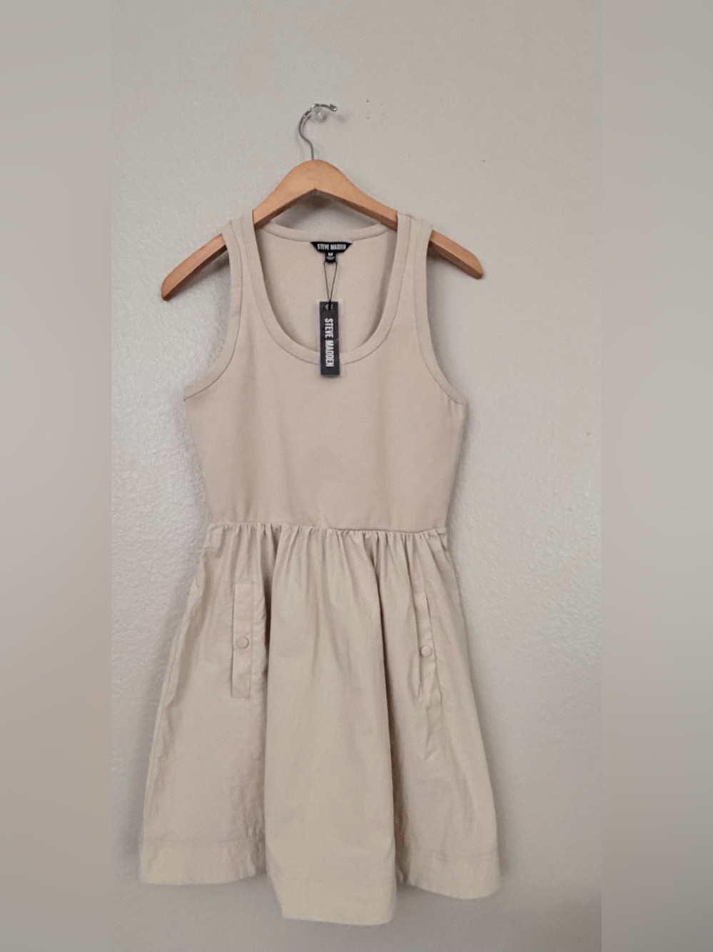 Steve Madden Girls' Cream Sleeveless Gathered Skirt Dress